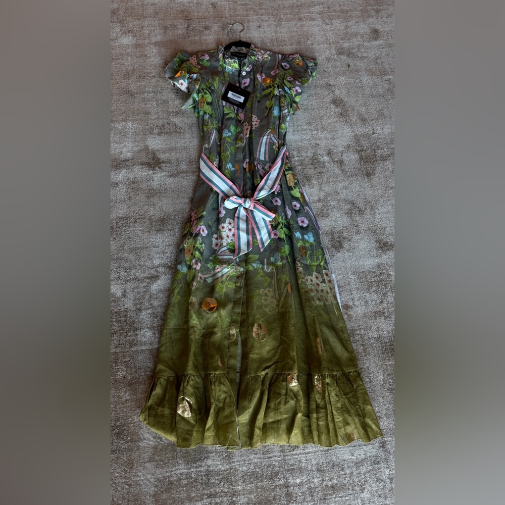 Cynthia Rowley Green Floral Shirt